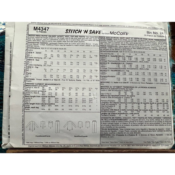 McCalls pattern 4347 tank top vest shacket elastic waist pants - Picture 3 of 5
